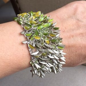 Multi-String Bracelet Green Enamel/Metal, Jewelry